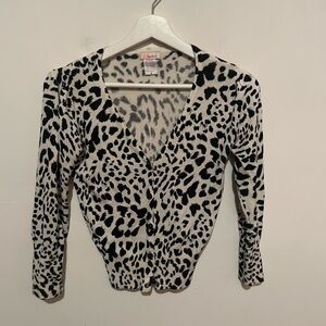 Lipstick‎ Y2K animal print wool blend Soft Knit cardigan